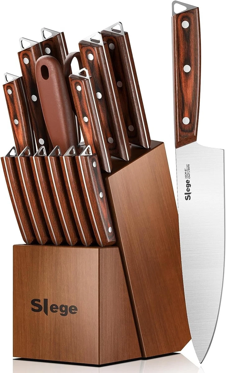  Knife Set, 15 Pieces Chef Knife Set with Block for