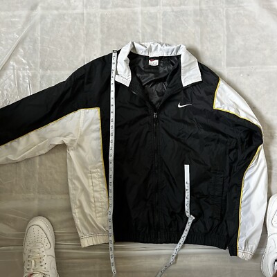 Vintage Nike Windbreaker Jacket Mens L Black & White Full Vintage Nike Windbreaker Jacket Mens L Black & White Full