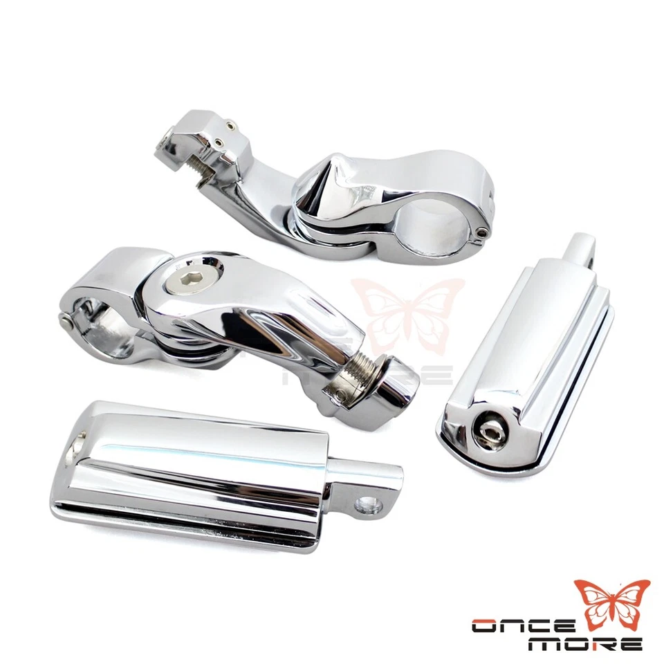 Clavijas de carretera para motocicleta de 1 1/4" reposapiés con abrazaderas de clavija de montaje para Harley Foto 3 de 4