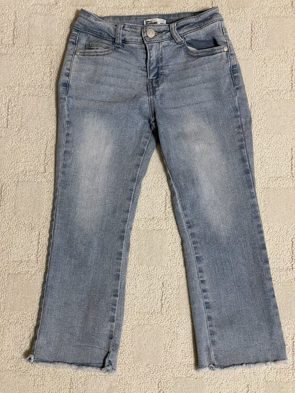 Little Girls Size 7 EPIC THREADS Ankle Straight Frayed-Hem Faded Denim Jeans