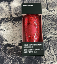 Starbucks 2023 Red Prism Poinsetta Cold Cup Ornament Key Chain