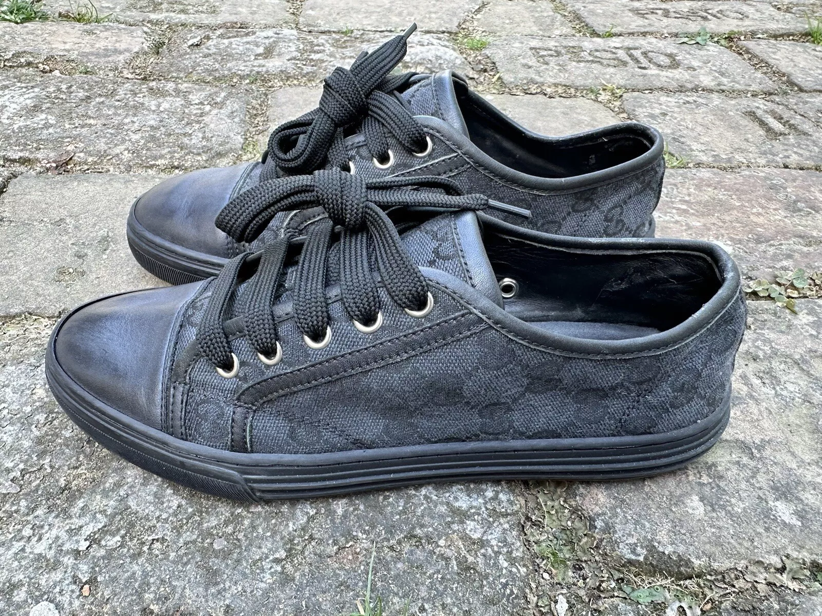 Baskets femme en toile/cuir noir Gucci GG (426187) EU 37,5/U.S W8...