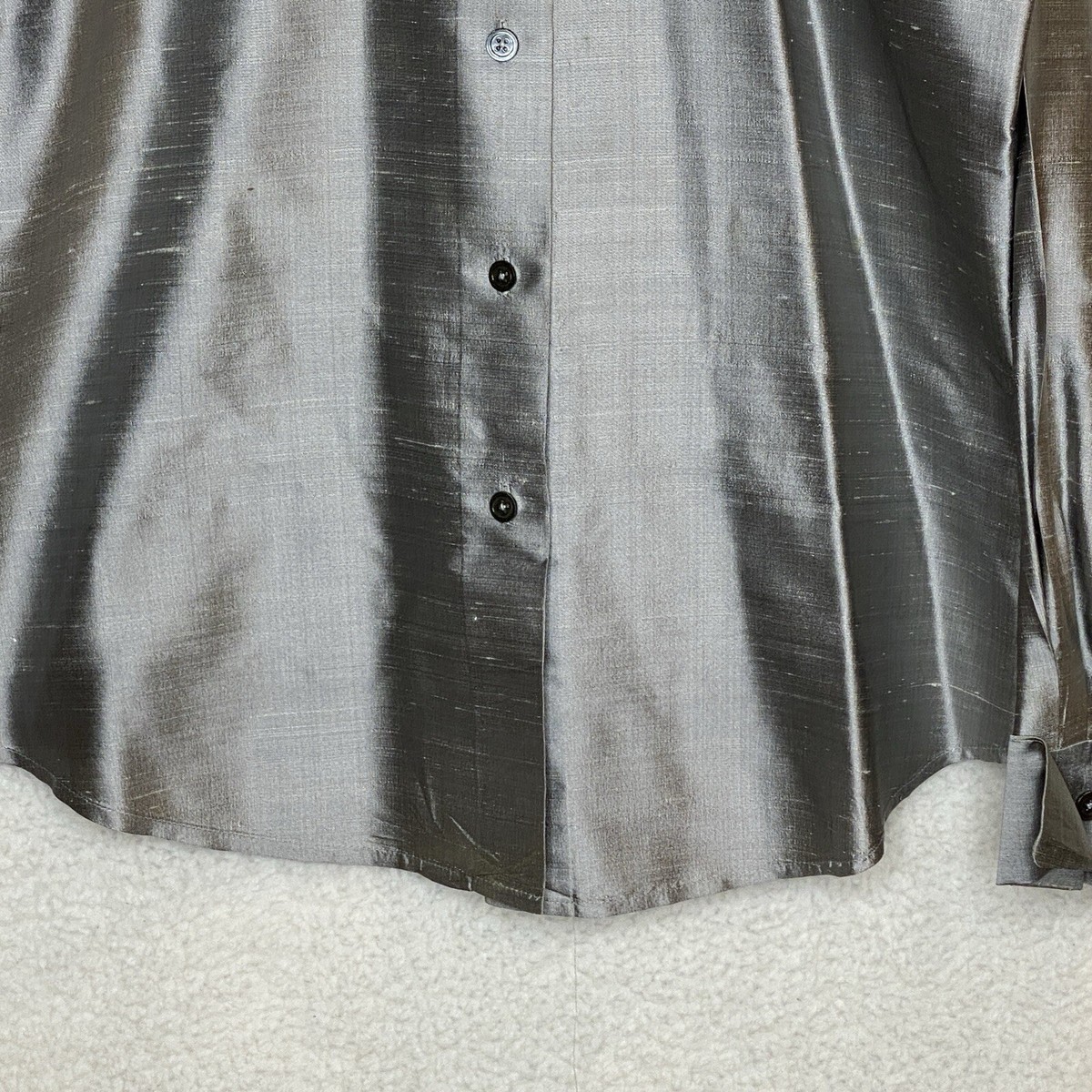 Linda Allard Ellen Tracy Womens S 10 Top Gray Silver Blouse SILK 