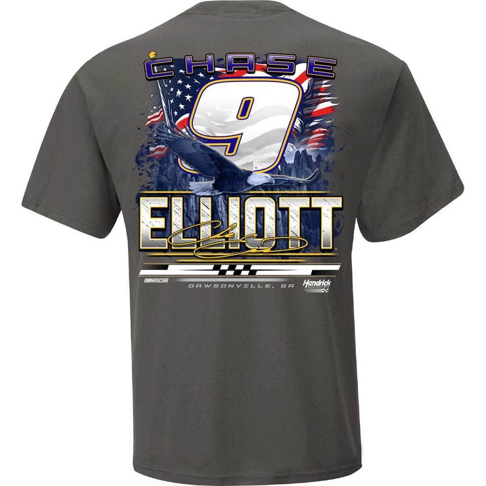 Chase Elliott 2025 NAPA Patriotic Eagle 2-Spot T-Shirt Gray - Image 3 of 3