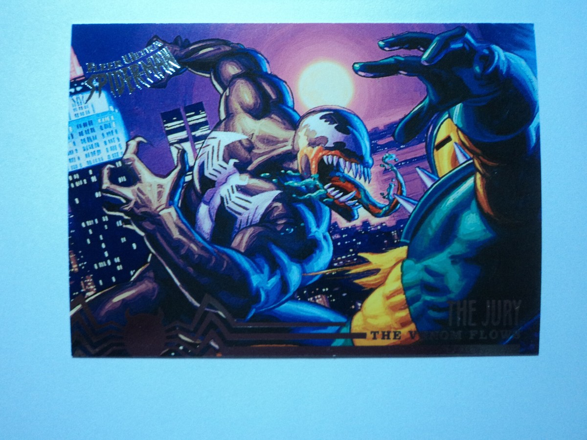 1996スパイダーマン トレカ95枚+レア5枚 セミコンプ FLEER ヴェノム 1995 FLEER ULTRA SPIDER-MAN - BASE CARD # 104 VENOM VS. THE JURY