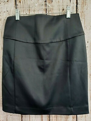 HHP Women's Size Express Black Satin Exposed Zip Career Pencil Straight  Skirt