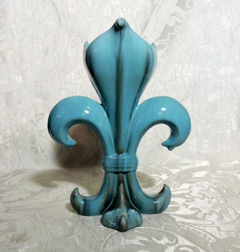 Jugendstil Secessionist Majolica Fleur-de-Lys Vase Turquoise Color Vaso maiolica - Picture 2 of 11