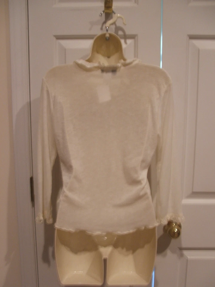 CHAQUETA TRANSPARENTE RUE 21 MARFIL CORBATA DELANTERA CON VOLANTES NUEVA CON ETIQUETAS HECHA EN EE. UU. XL SE ADAPTA A 7-9 Foto 2 de 2