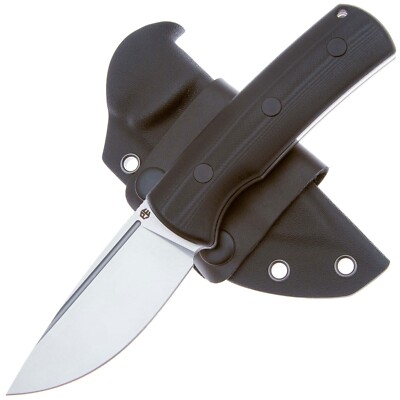 PFKP01FDS Petrified Fish Beluga Black G10 Handles N690 Satin Drop Point Kydex