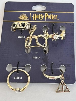 BIOWORLD Harry Potter  5 Ring Set  Wizarding World  Sizes 6,7,8  NEW