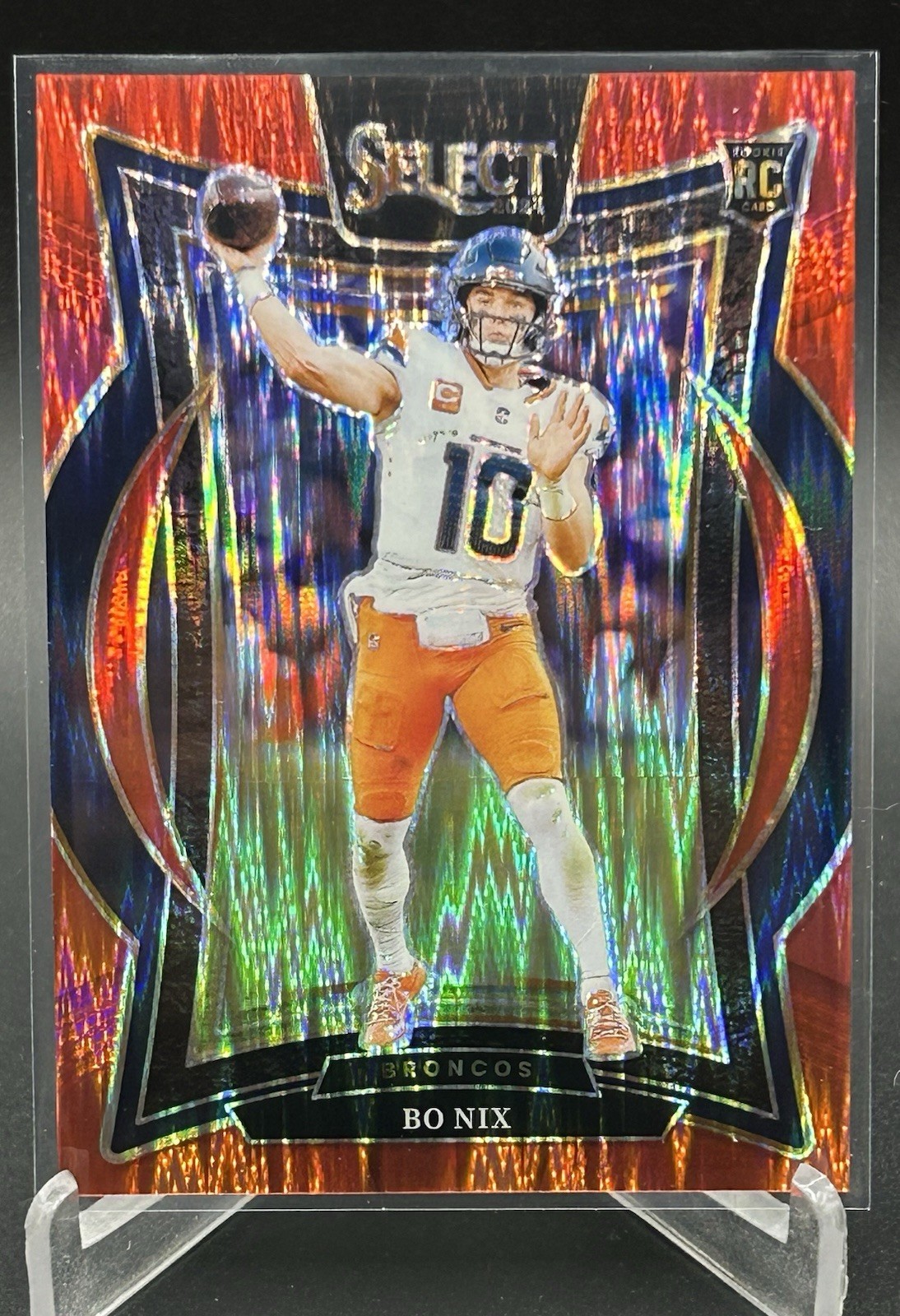 2024 Panini Select - Concourse Bo Nix #30 Red Shock Prizm /249 (RC)