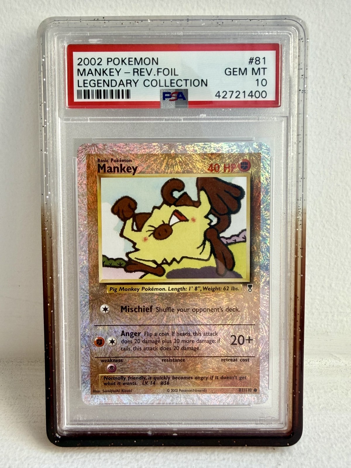 2002 POKEMON LEGENDARY COLLECTION — #81 MANKEY — REVERSE FOIL — PSA 10 — POP 42!