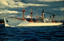 China Hong Kong Harbor SS Pacific cargo ship Mt Fugi Japan ~ postcard sku373