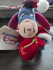 The Disney Store Eeyore Santa Mini Bean Bag Plush 8" Winnie the Pooh 1999