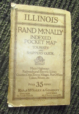 Vintage 1922 Rand McNally Illinois Indexed Pocket Map Guide Booklet Map Missing