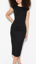 NEW Wild Fable Cap Sleeve Ribbed Midi T-Shirt Dress Black Size XXS