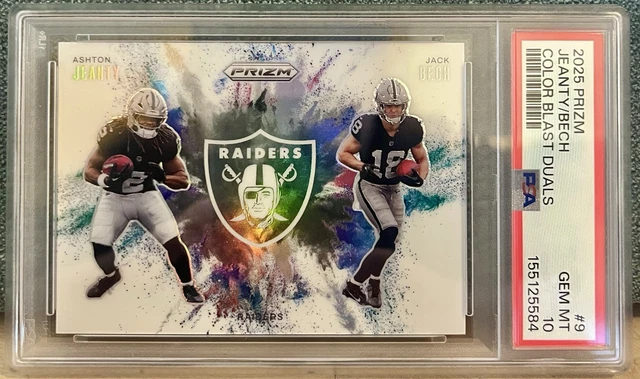 Ashton Jeanty/Jack Bech Panini 2025 Prizm Color Blast Dual #9 PSA 10