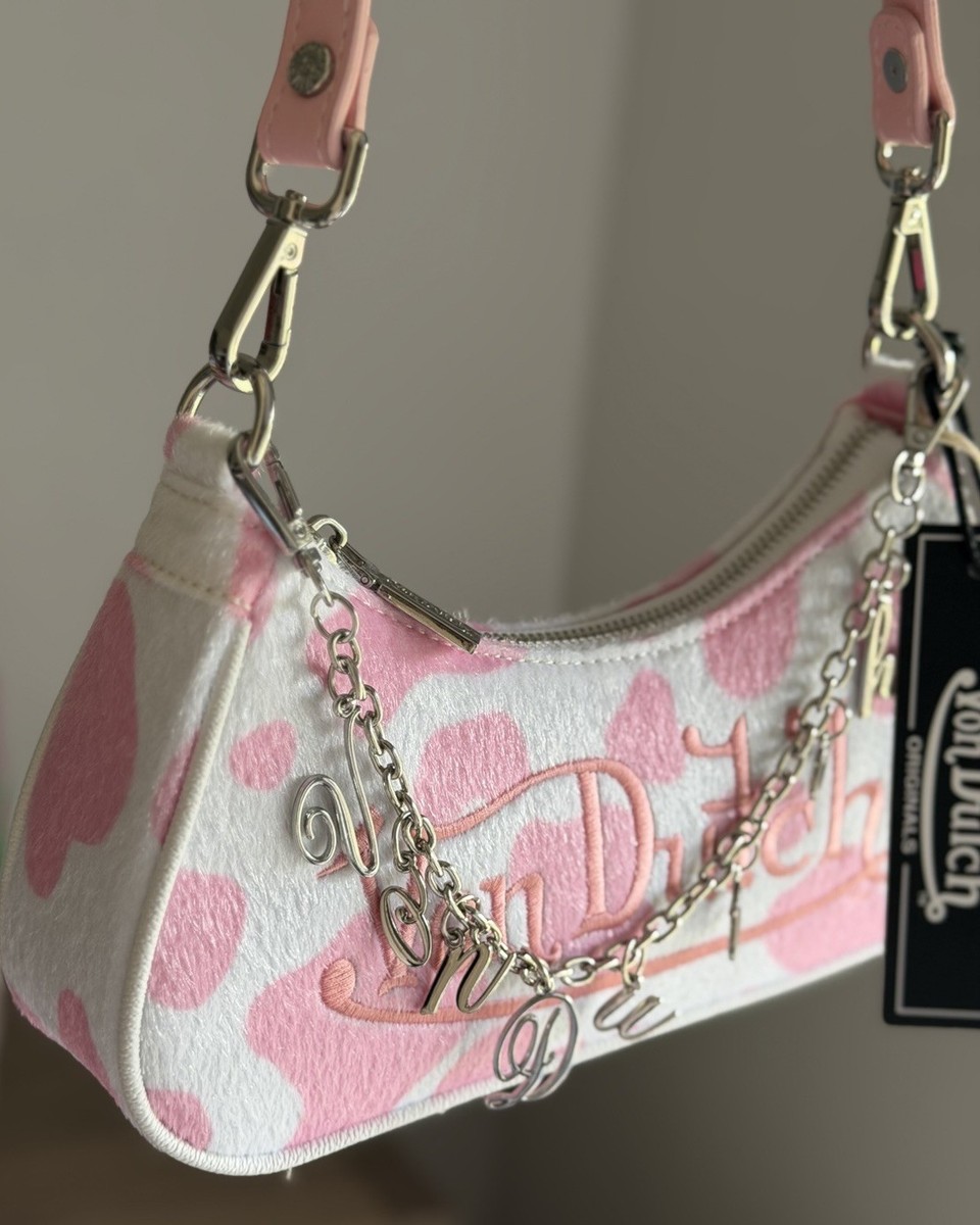 Von Dutch Light Pink Cow Print Country Western Y2K Shoulder bag
