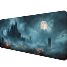 Gothic Fantasy Cathedral Gaming Mouse Pad Desk Pad 31.5 x 11.8 Inch Foggy Nig...
