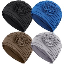 4 Pieces Chemo Headwear for Women, Soft Hats and Elastic Cap for Cancer Patie...
