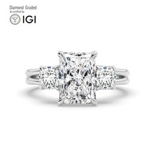 Radiant Diamond Trilogy Ring Platinum Labgrown 4 Ct Solitaire