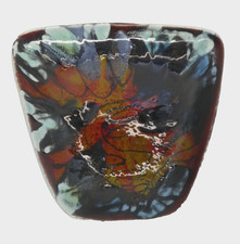 VINTAGE POOLE POTTERY PLATE ABSTRACT DELPHIS GLAZE HAND PAINTED MID CENTURY DISH