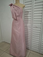 Alfred Sung Oversized Bow One-Shoulder Satin Column Maxi Dress In Powder Pink