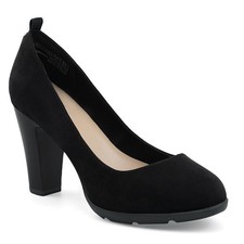 Women's Pumps Chunky Heels Closed Toe Shoes Round Block High 3...