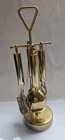 Gold Tone Bar Tool Set 5 Piece on Stand MCM Regency 13.75" Tall 4" Base
