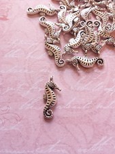 10 Seepferdchen Anhänger ♥ Maritimer Schmuck Basteln Deko Charms Silber Nautisch