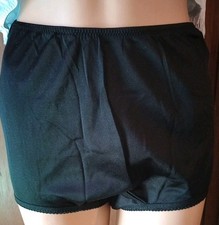 Vintage 60s Style Hi Cut Granny Panty Sz 6 Adult Unisex Silky Black Nylon