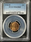1944-D  1C RD Lincoln Wheat One Cent  PCGS MS65RD  80570808