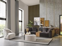 Sofagarnitur 4 Sitzer Sessel Viersitzer Sofa Modern Schwarz Stoff Neu
