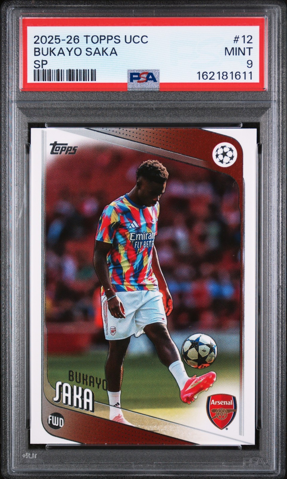 Bukayo Saka 2025-26 Topps UCC Image Variation SP #12 PSA 9 Arsenal POP 2