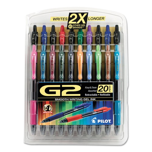 Pilot G2 Premium Retractable Gel Ink Pen Assorted Ink .7mm 20/Set 31294 - 第 1/4 張圖片