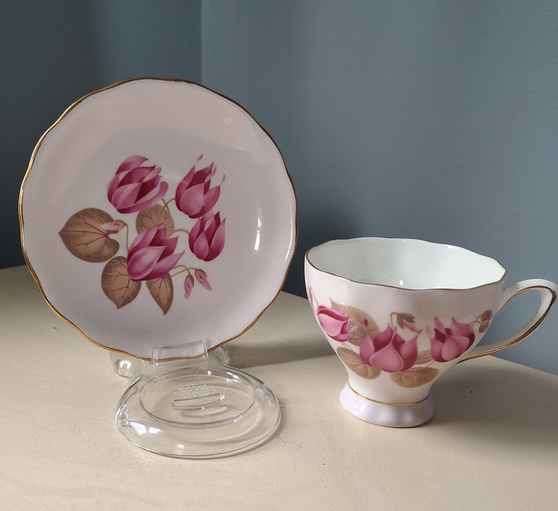 Vintage Coclough Pink Floral Tea Cup And Saucer England Water Lily