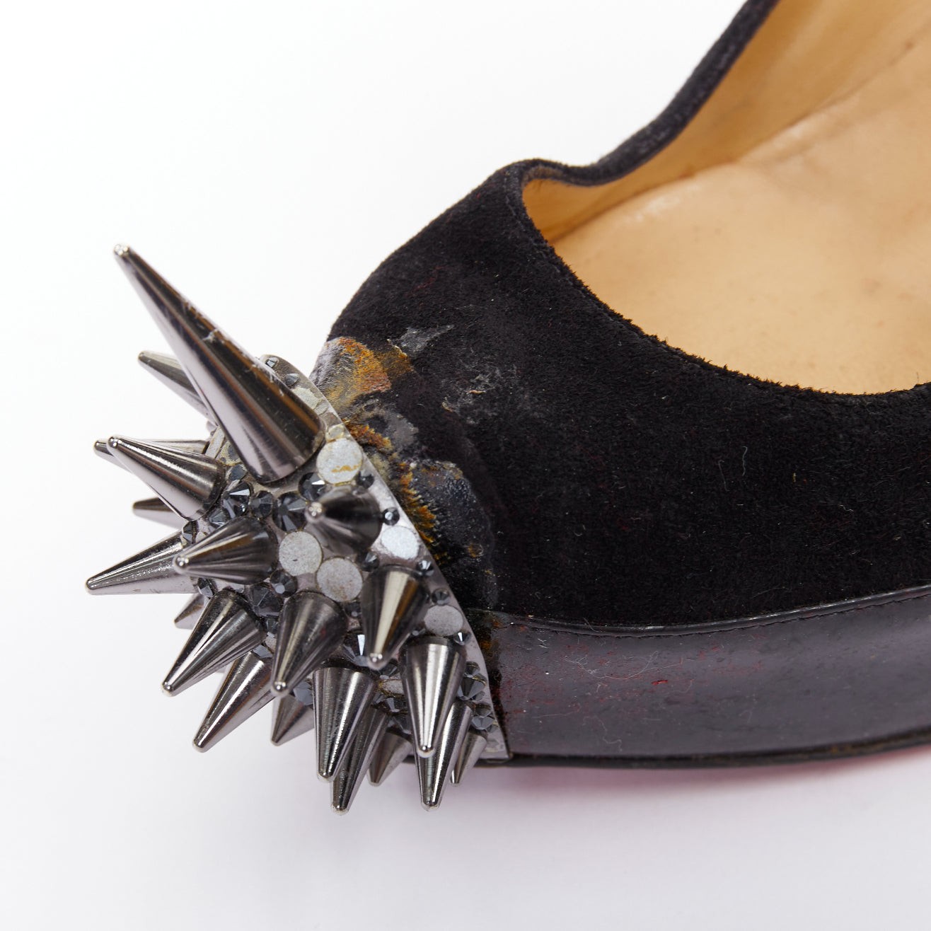 CHRISTIAN LOUBOUTIN Asteroid 140 black silver punk spike strass platform EU39