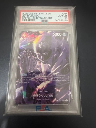 2025 ONE PIECE ST18-004 ZORO JUUROU OP12 LEGACY OF THE MASTER SP PSA 10 GEM MINT