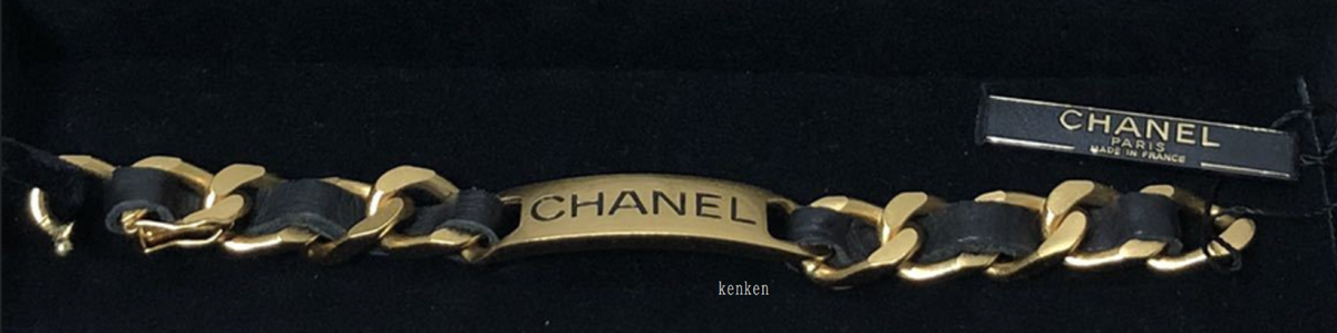 CHANEL Bracelet Bangle Logo AUTH Coco CC kenkenjp Black Leather