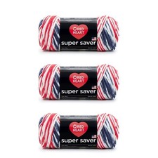 RED HEART YARN -3 SKIEN- SUPER SAVER STRIPES AMERICANA  236 YDS EA -  3 - 11
