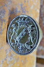 SCEAU_ CACHET   DE COLLECTION   EN BRONZE AVEC ARMOIRIES DES PORTES D'AMBLERIEU