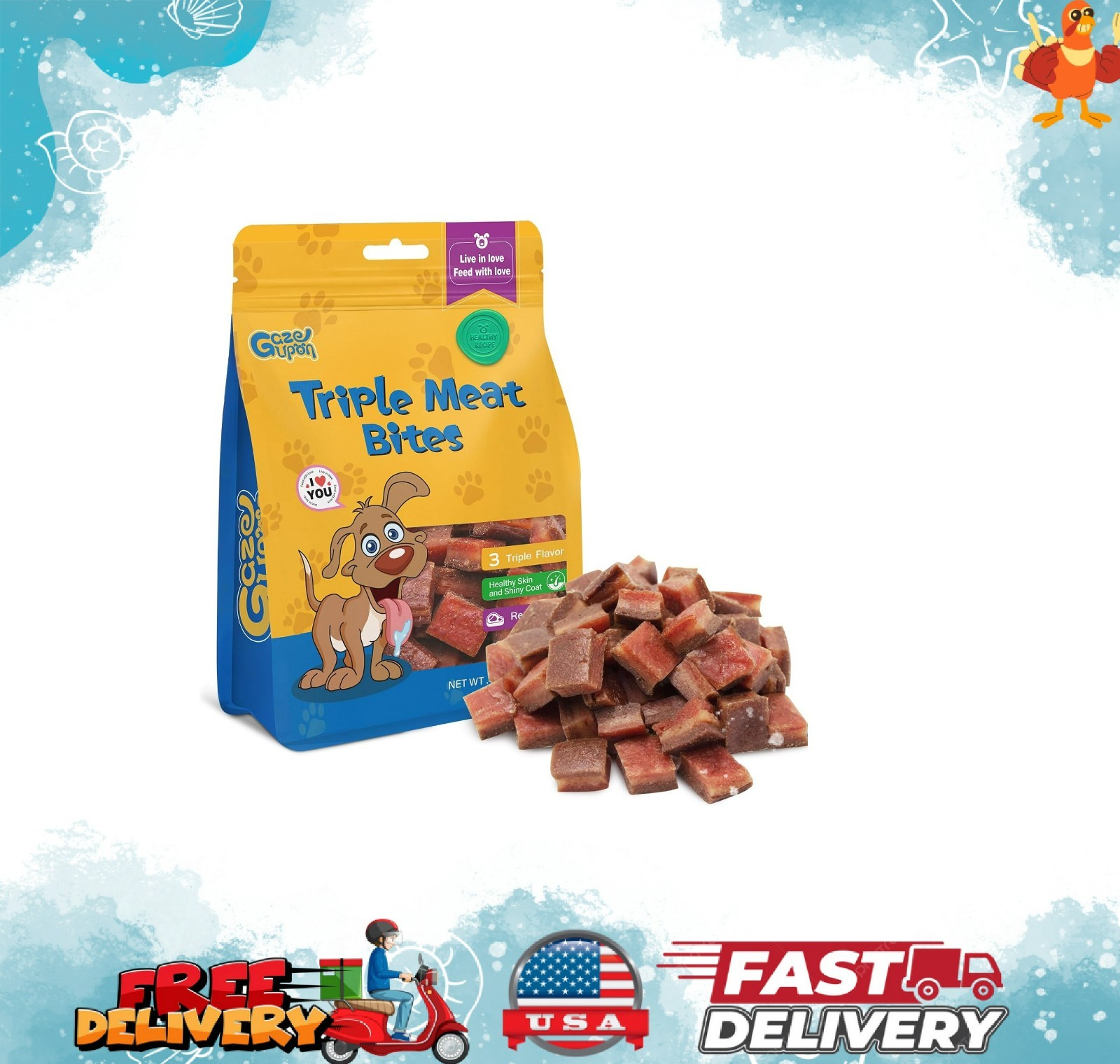 Dog Treats,Triple Flavored Meat Bites for Dogs,Healthy Training Treats for Dogs