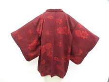JAPANESE KIMONO HAORI COAT CRIMSON 78cm 2 ft 7 in PURE SILK FF821