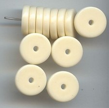 24 VINTAGE CREAM ACRYLIC 3x14mm. ROUND DISC SPACER BEADS 6160