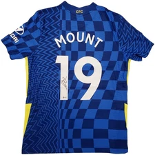 SALE! Chelsea F.C. Mason Mount Signed Blue Nike Jersey Size L in Black Beckett