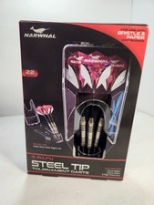 Narwhal Tournament Steel Tip 3 Darts 22 Grams Case Flights Shafts Bristle Paper