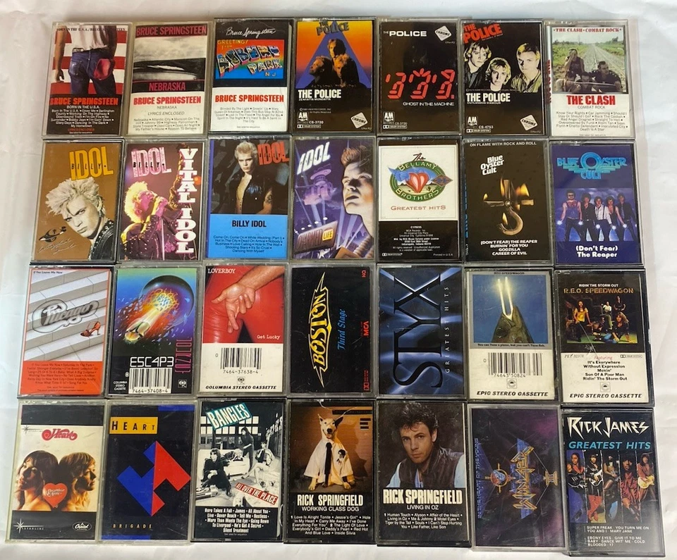 Vtg Lot of 29 80’s Pop/Rock Cassette Tapes Bruce, Billy Idol, Oyster, Police REO - Image 4 of 4