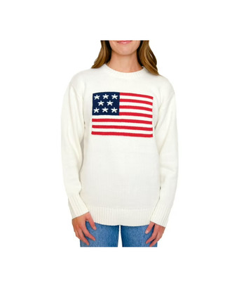 Mighty Fine Women's Americana Sweater-White