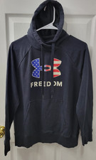 Under Armour Mens Medium Hoodie Sweatshirt Freedom Flag Pullover Black