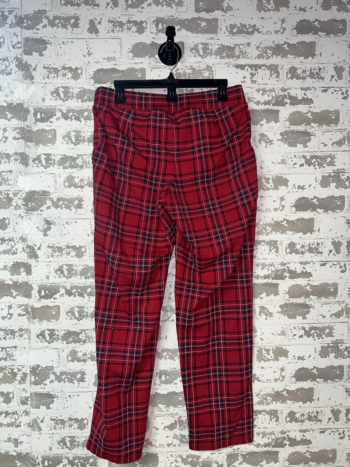 NEW!  D&Co. Red Black White Plaid Straight Leg Dress Pants - Size Large